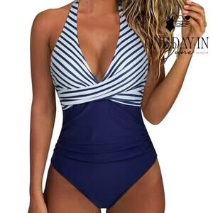 Aleumdr Twist Front Halter One Piece Swimsuit Size XL